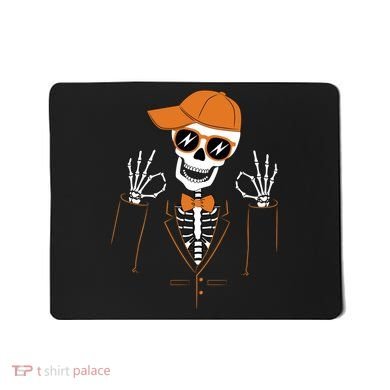 Funny Halloween Skeleton Hipster Bowtie Tuxedo Tux Mousepad