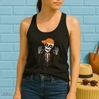 Funny Halloween Skeleton Hipster Bowtie Tuxedo Tux Women's Tank Top thumb 2