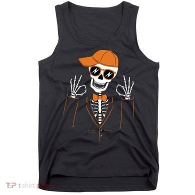 Funny Halloween Skeleton Hipster Bowtie Tuxedo Tux Tank Top