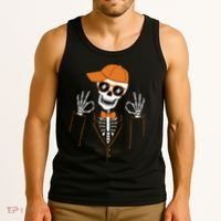 Funny Halloween Skeleton Hipster Bowtie Tuxedo Tux Tank Top thumb 3