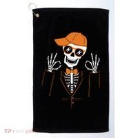 Funny Halloween Skeleton Hipster Bowtie Tuxedo Tux Golf Towel thumb 0