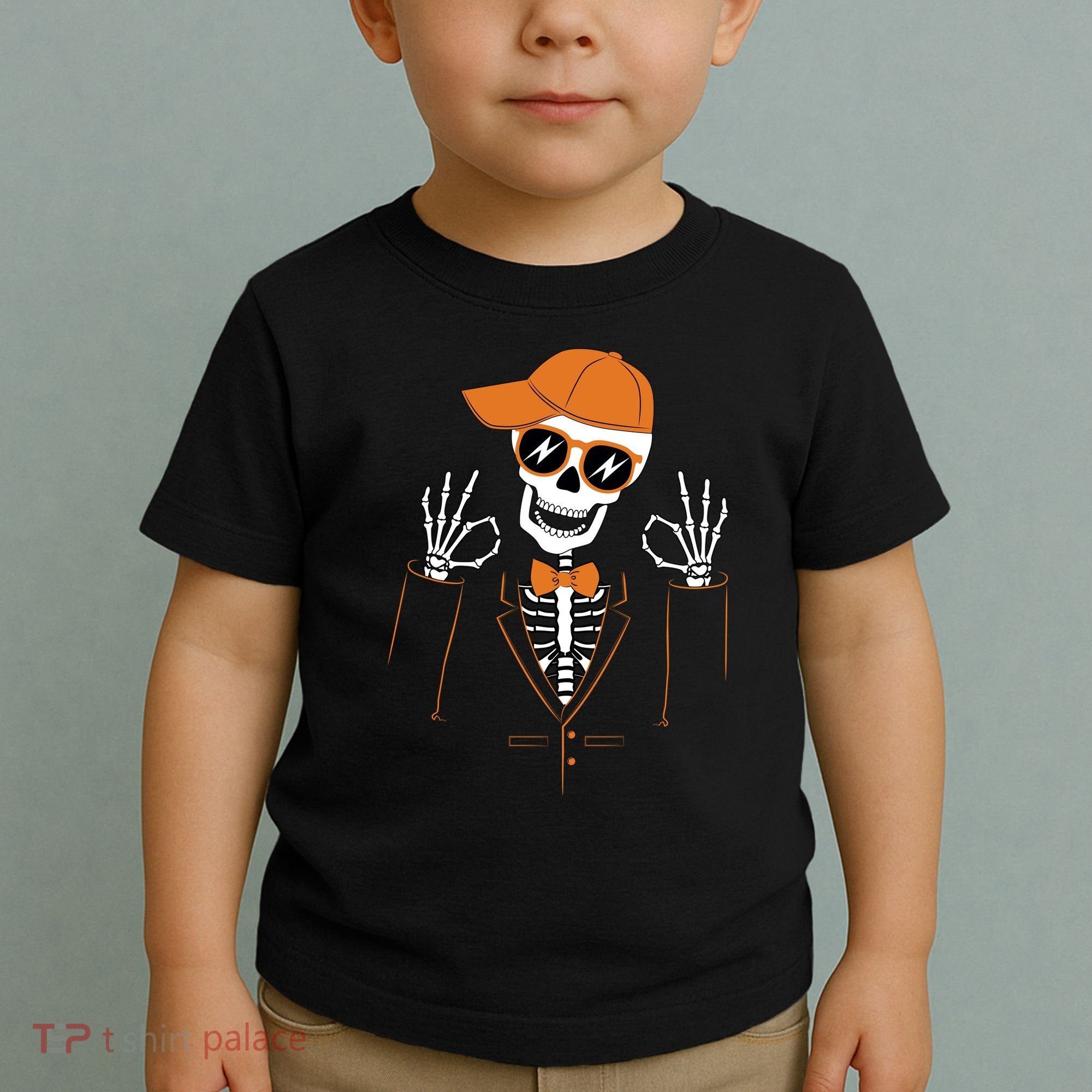 Funny Halloween Skeleton Hipster Bowtie Tuxedo Tux Toddler T-Shirt