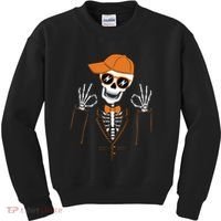 Funny Halloween Skeleton Hipster Bowtie Tuxedo Tux Kids Sweatshirt thumb 0