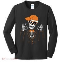 Funny Halloween Skeleton Hipster Bowtie Tuxedo Tux Kids Long Sleeve Shirt thumb 0