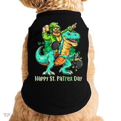 Funny Happy St. PaTREX Day Leprechaun Riding Trex Dinosaur Doggie Tank