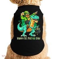Funny Happy St. PaTREX Day Leprechaun Riding Trex Dinosaur Doggie Tank thumb 0