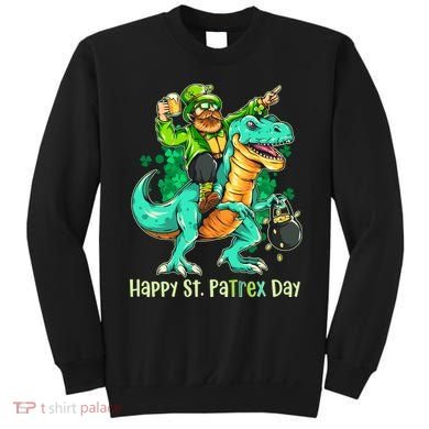 Funny Happy St. PaTREX Day Leprechaun Riding Trex Dinosaur Sweatshirt