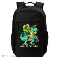 Funny Happy St. PaTREX Day Leprechaun Riding Trex Dinosaur Backpack thumb 0