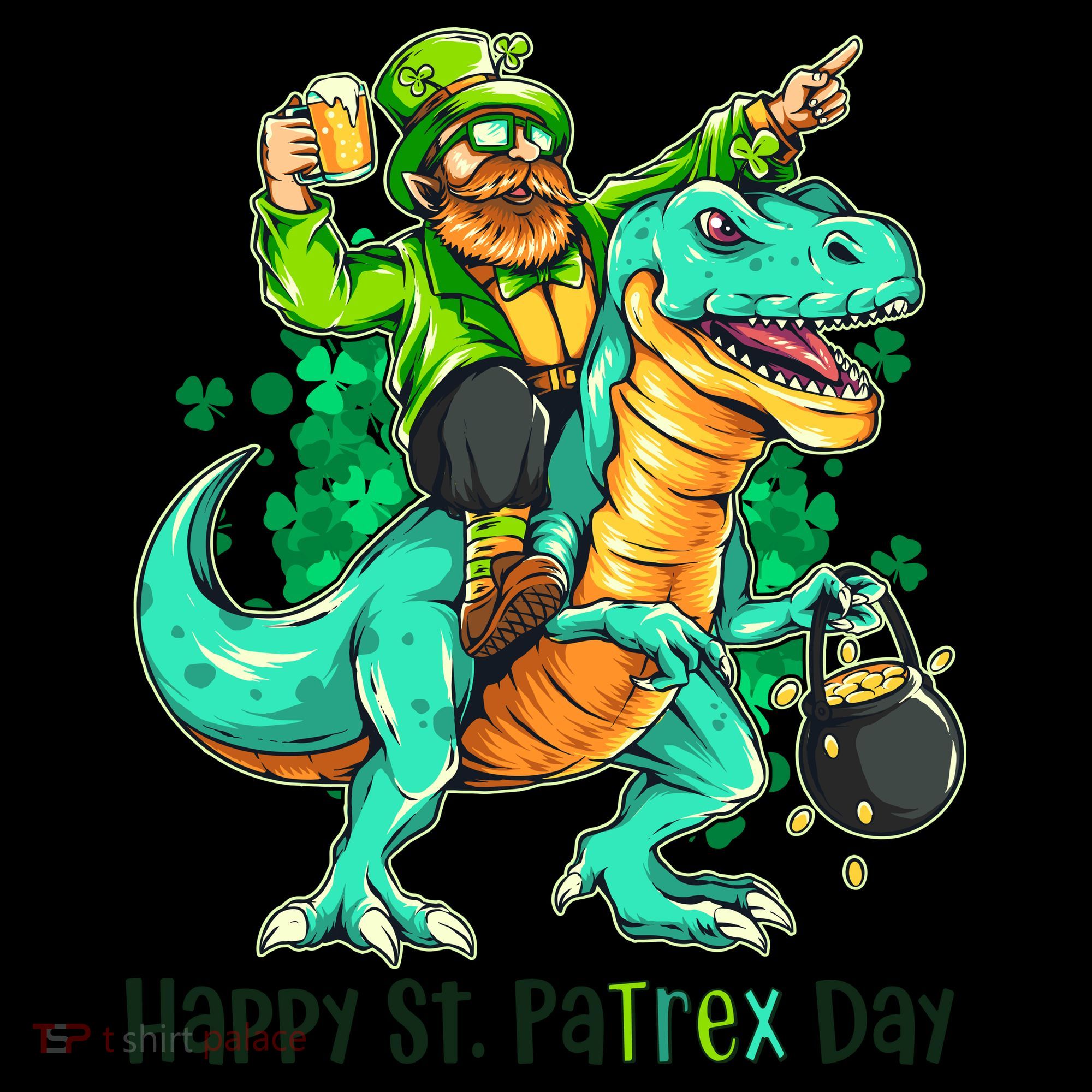 Funny Happy St. PaTREX Day Leprechaun Riding Trex Dinosaur Coffee Mug