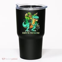Funny Happy St. PaTREX Day Leprechaun Riding Trex Dinosaur Tumbler thumb 0