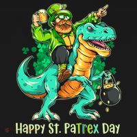 Funny Happy St. PaTREX Day Leprechaun Riding Trex Dinosaur Toddler Hoodie thumb 2