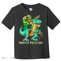 Funny Happy St. PaTREX Day Leprechaun Riding Trex Dinosaur Toddler T-Shirt thumb 0