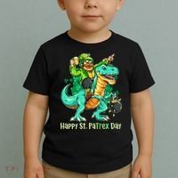 Funny Happy St. PaTREX Day Leprechaun Riding Trex Dinosaur Toddler T-Shirt thumb 2