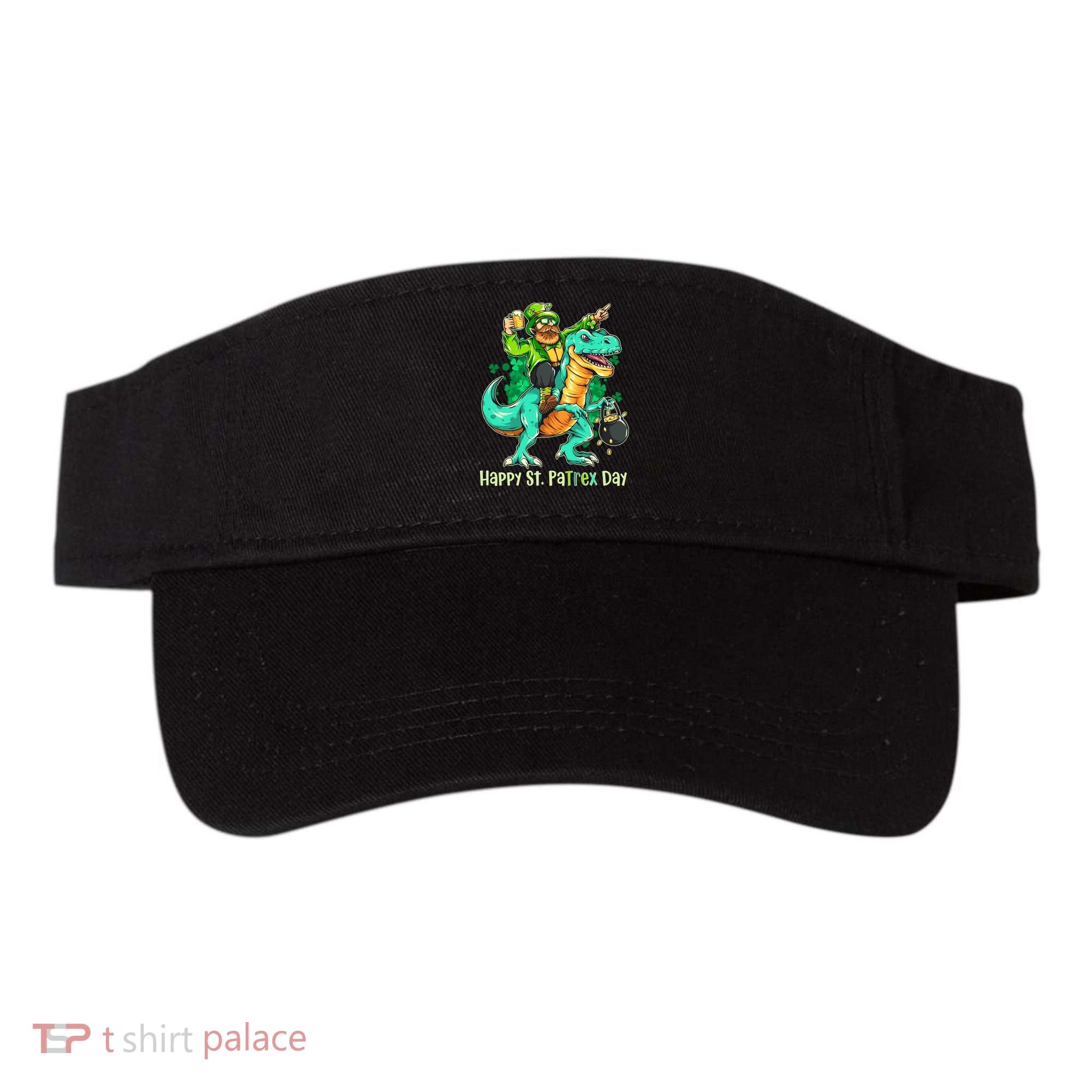 Funny Happy St. PaTREX Day Leprechaun Riding Trex Dinosaur Visor