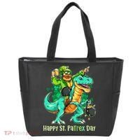 Funny Happy St. PaTREX Day Leprechaun Riding Trex Dinosaur Tote Bag thumb 0