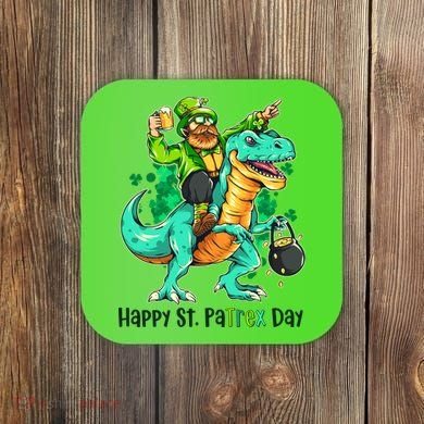 Funny Happy St. PaTREX Day Leprechaun Riding Trex Dinosaur Coaster