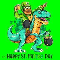 Funny Happy St. PaTREX Day Leprechaun Riding Trex Dinosaur Mousepad thumb 1