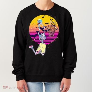 Funny Halloween Skeleton Basketball Player Dunking Skull Women's Sweatshirt