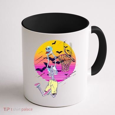 Funny Halloween Skeleton Basketball Player Dunking Skull Coffee Mug back