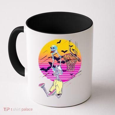 Funny Halloween Skeleton Basketball Player Dunking Skull Coffee Mug