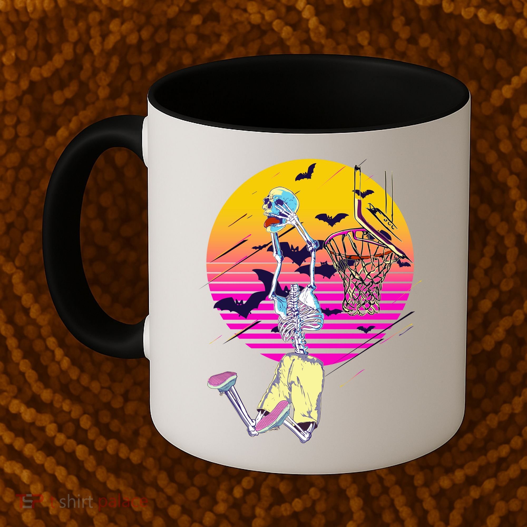 Funny Halloween Skeleton Basketball Player Dunking Skull Coffee Mug