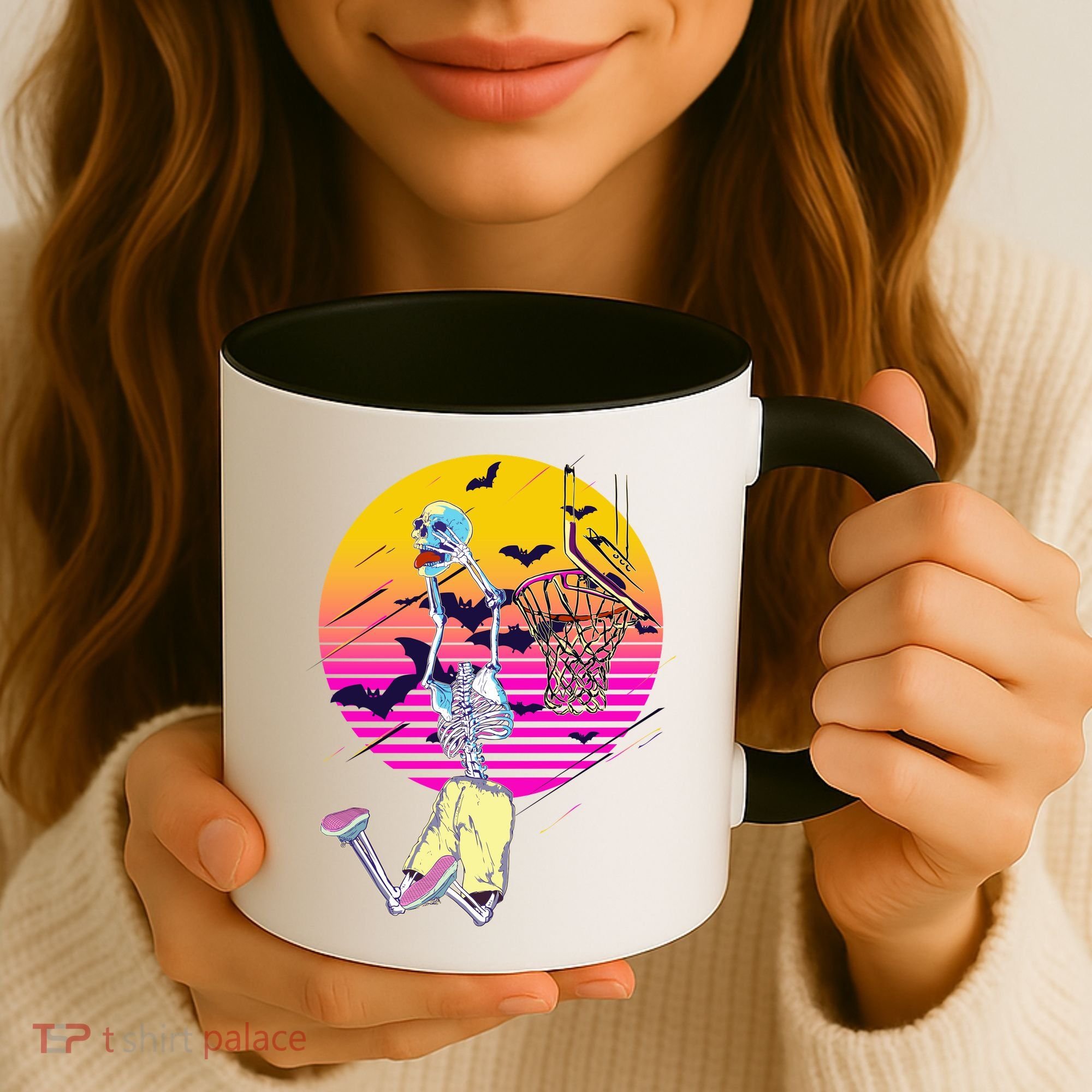 Funny Halloween Skeleton Basketball Player Dunking Skull Coffee Mug