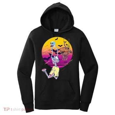 Funny Halloween Skeleton Basketball Player Dunking Skull Women's Hoodie