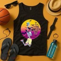 Funny Halloween Skeleton Basketball Player Dunking Skull Tank Top thumb 4