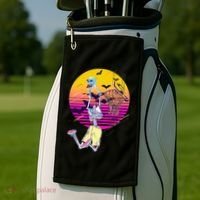 Funny Halloween Skeleton Basketball Player Dunking Skull Golf Towel thumb 2