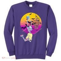 Funny Halloween Skeleton Basketball Player Dunking Skull Sweatshirt thumb 0