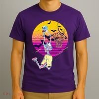 Funny Halloween Skeleton Basketball Player Dunking Skull T-Shirt thumb 3
