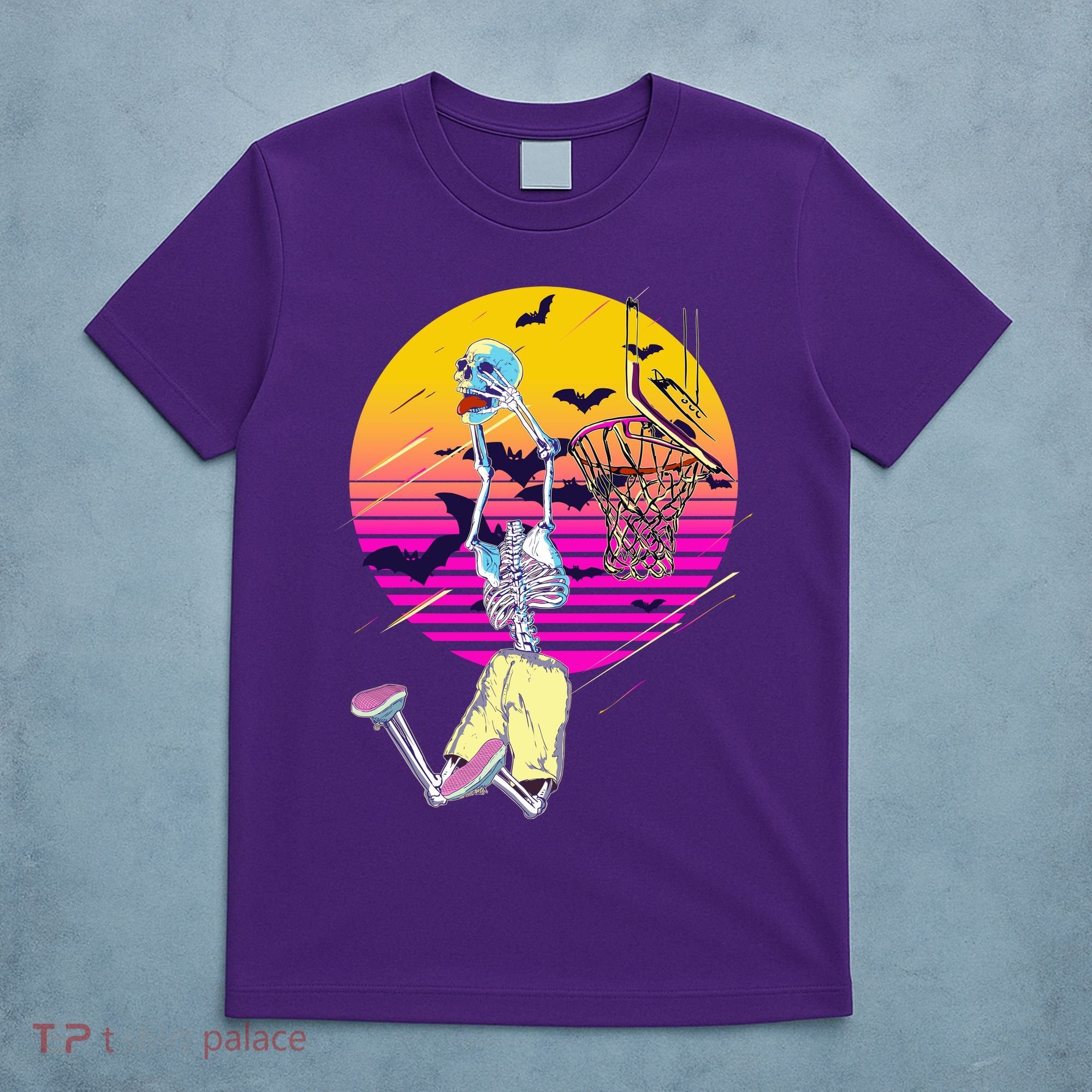 Funny Halloween Skeleton Basketball Player Dunking Skull T-Shirt