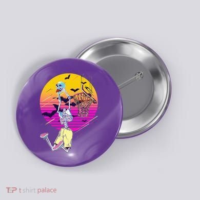 Funny Halloween Skeleton Basketball Player Dunking Skull Button
