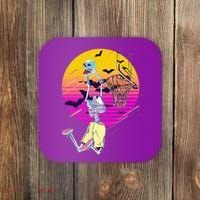 Funny Halloween Skeleton Basketball Player Dunking Skull Coaster thumb 0