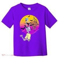 Funny Halloween Skeleton Basketball Player Dunking Skull Toddler T-Shirt thumb 0