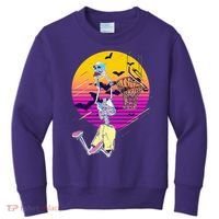 Funny Halloween Skeleton Basketball Player Dunking Skull Kids Sweatshirt thumb 0