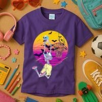 Funny Halloween Skeleton Basketball Player Dunking Skull Kids T-Shirt thumb 3
