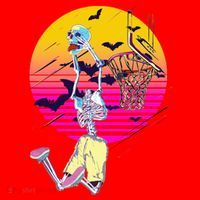 Funny Halloween Skeleton Basketball Player Dunking Skull Santa Hat thumb 1