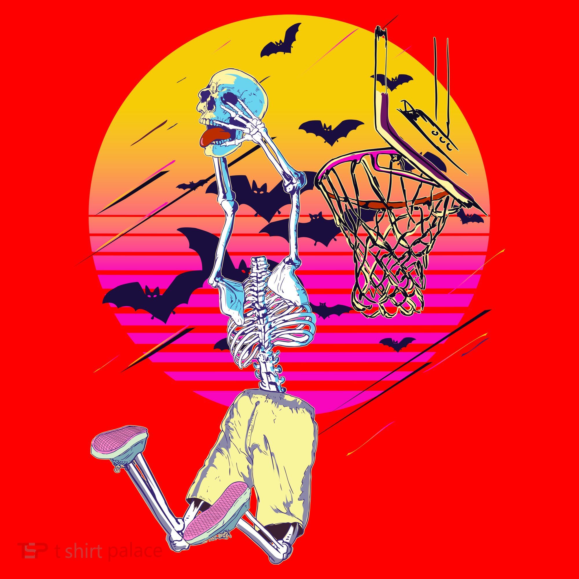 Funny Halloween Skeleton Basketball Player Dunking Skull Santa Hat