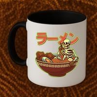 Funny Halloween Skeleton Japanese Ramen Bowl Coffee Mug thumb 2