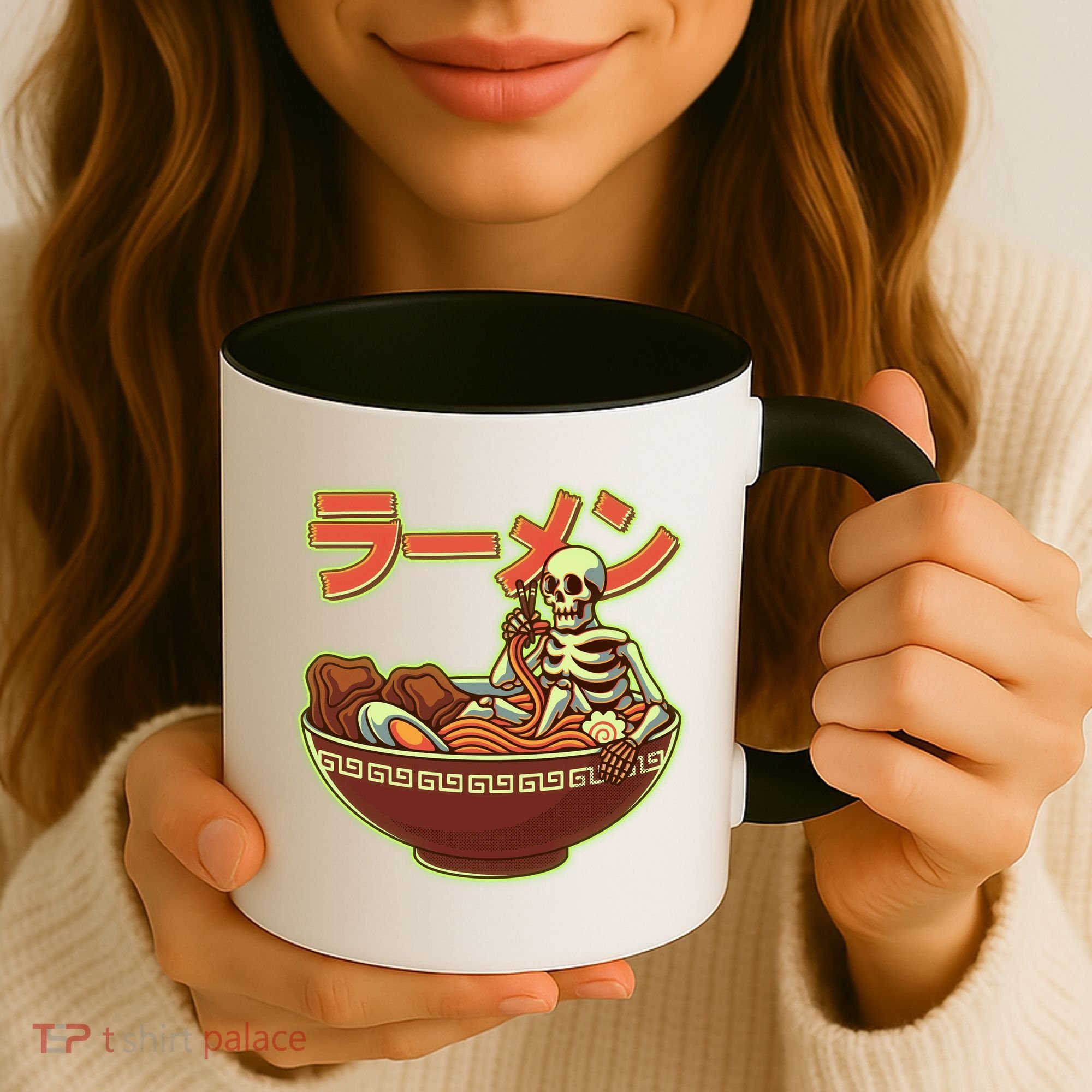 Funny Halloween Skeleton Japanese Ramen Bowl Coffee Mug