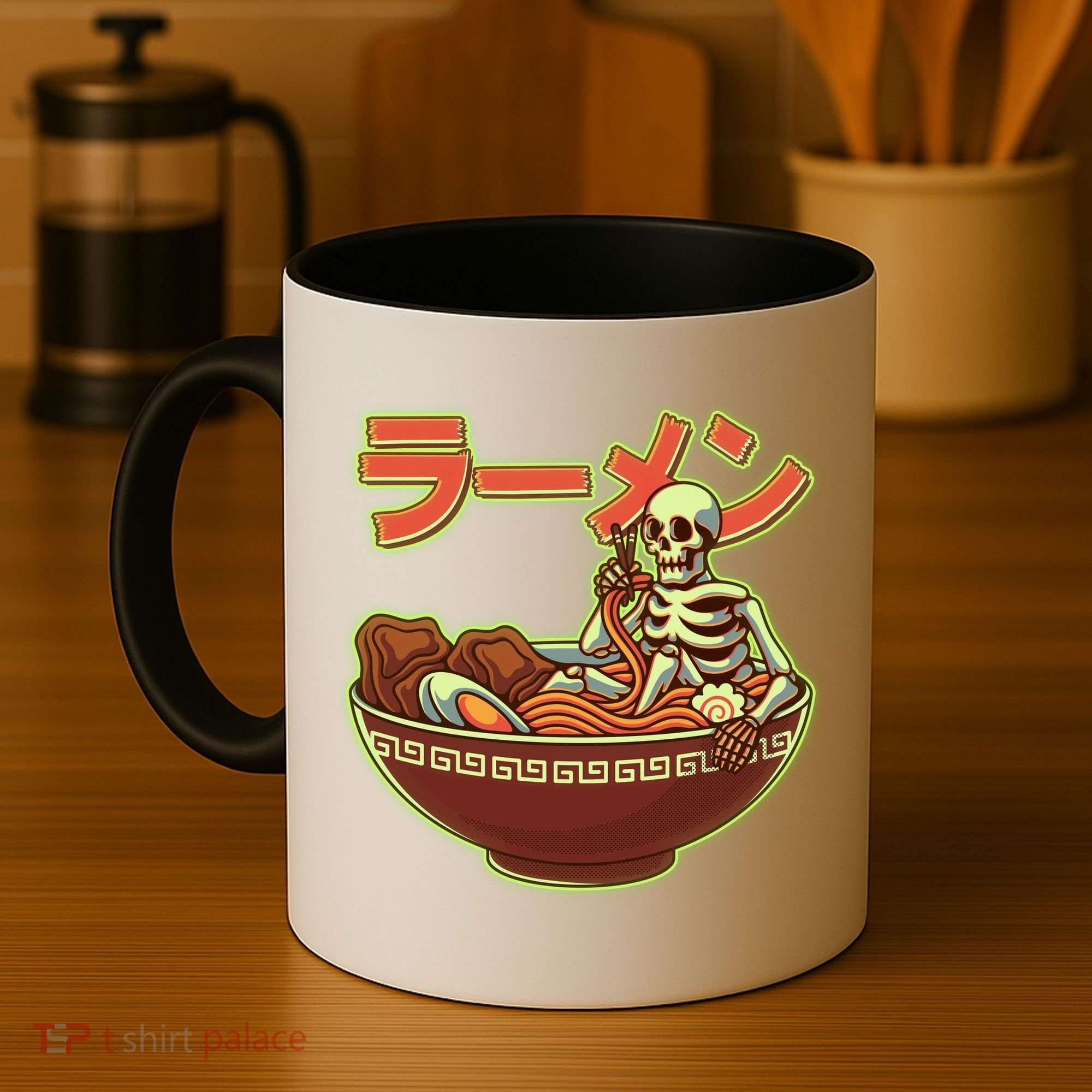 Funny Halloween Skeleton Japanese Ramen Bowl Coffee Mug