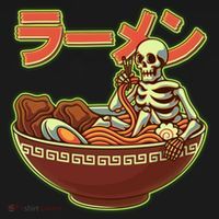 Funny Halloween Skeleton Japanese Ramen Bowl Ornament thumb 1