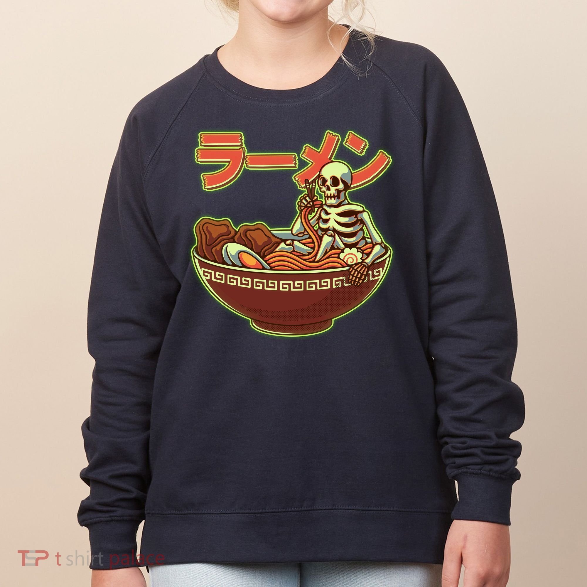 Funny Halloween Skeleton Japanese Ramen Bowl Women's Sweatshirt