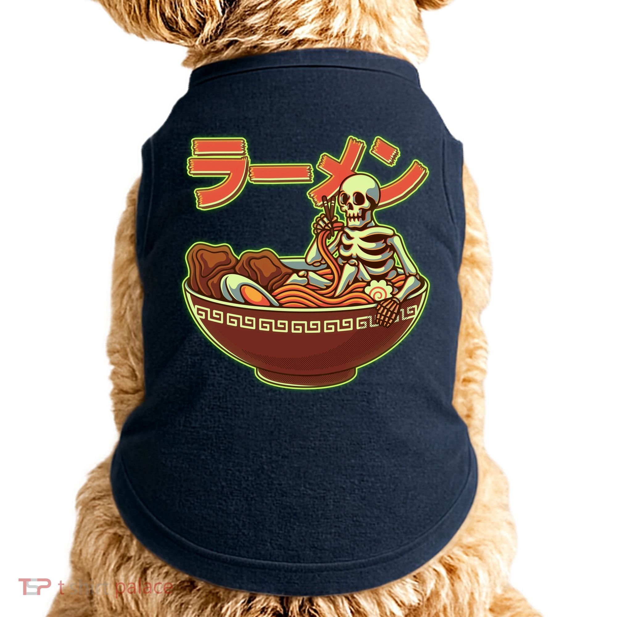 Funny Halloween Skeleton Japanese Ramen Bowl Doggie Tank