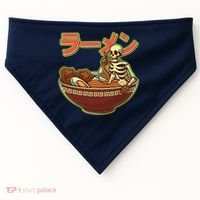 Funny Halloween Skeleton Japanese Ramen Bowl USA-Made Doggie Bandana thumb 0