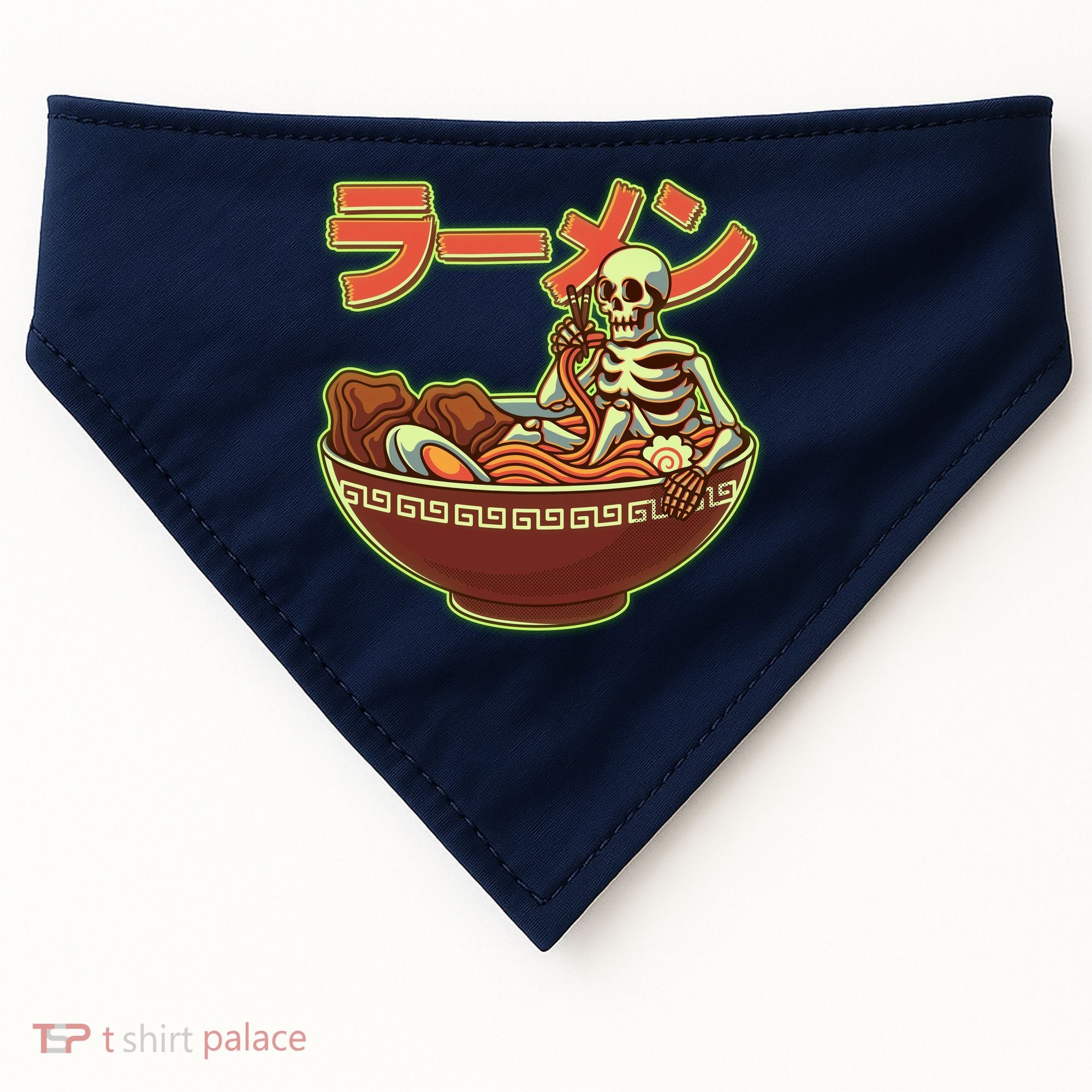 Funny Halloween Skeleton Japanese Ramen Bowl USA-Made Doggie Bandana