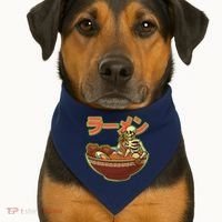 Funny Halloween Skeleton Japanese Ramen Bowl USA-Made Doggie Bandana thumb 1