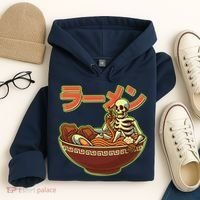 Funny Halloween Skeleton Japanese Ramen Bowl Hoodie thumb 4