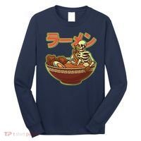 Funny Halloween Skeleton Japanese Ramen Bowl Long Sleeve Shirt thumb 0